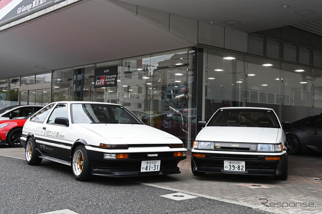 右がBEVの「AE86 BEV Concept」、左がエンジンスワップの「AE86 G16E Concept」