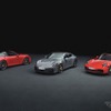 向かって左から911タルガ4GTS、911カレラGTS、911カレラ・カブリオレ