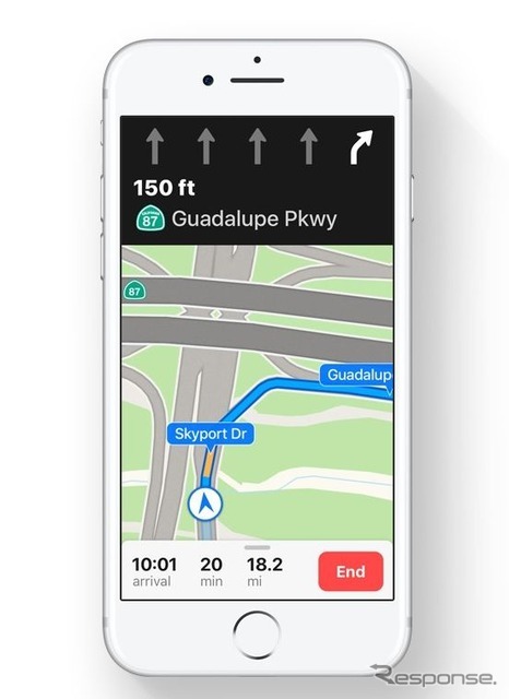 「Apple Maps」のカーナビゲーション機能がApple「iOS 11」では新たに車線案内を採用