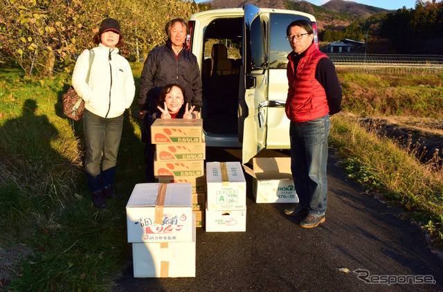 群馬北部の川場村へりんご狩りに出かけた。クルマはホンダ『ステップワゴン』。