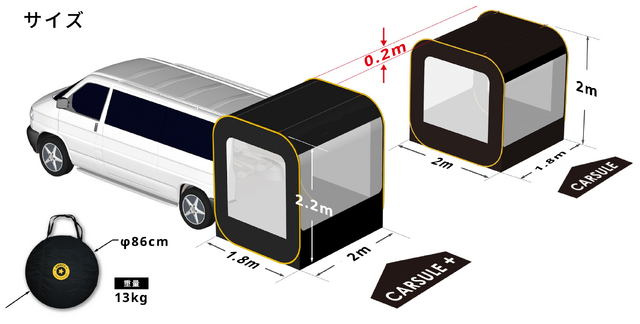 車に連結できるテント『CARSULE Plus』