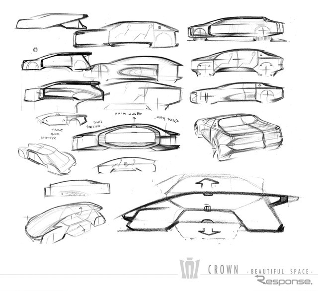 トヨタ・クラウン新型のデザインスケッチ