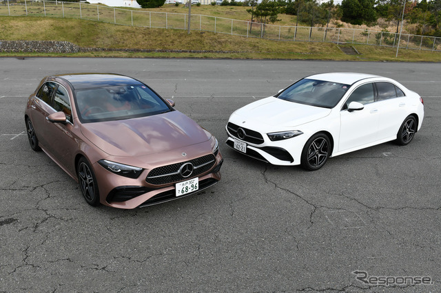 メルセデスベンツ A220d（左）とA180セダン（右）