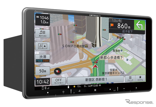 “簡易型”の「タイムアライメント」が搭載されたAV一体型ナビの一例（カロッツェリア・楽ナビ）。
