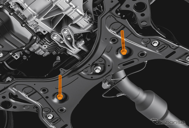 締結剛性向上ボルト採用部位（フロントサスペンションメンバー×ステアリングギヤボックス）