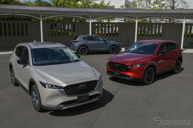 マツダ CX-5 改良新型（上：ポリメタルグレーメタリック　右：ソウルレッドクリスタルメタリック）