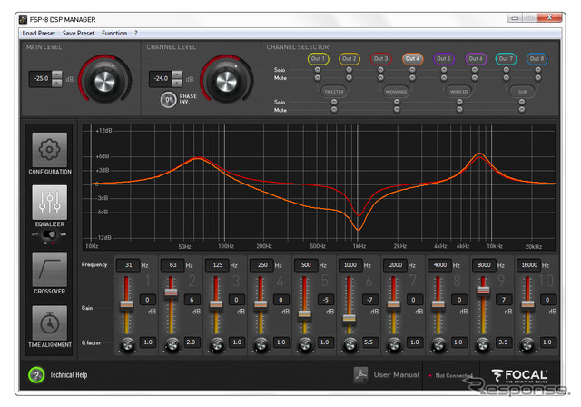 『フォーカル・FSP-8』のサウンドチューニングの設定画面。